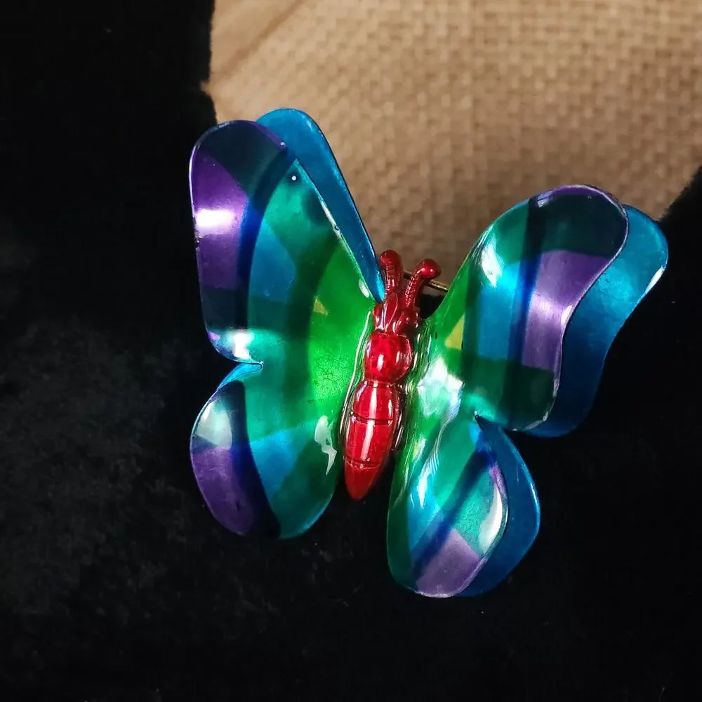 Vintage Blue Butterfly Brooch - Charming Nature-Inspired Accessory - Picture 6 of 10